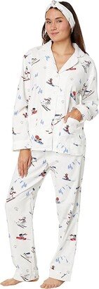 Flannel PJ Set with Headband (Snow White Ski Pups) Women's Pajama Sets