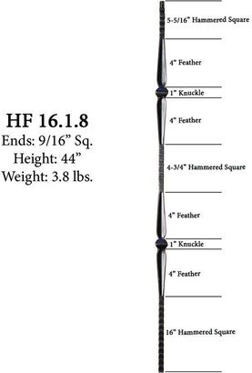 Satin Black 16.1.8-T Double Knuckle Gothic Hollow Iron Baluster For Staircase Remodel - Hfstb16.1.8-T