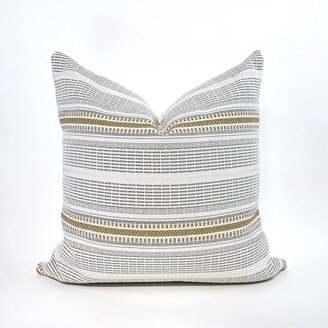 Cork Yellow & Steel Gray Stripe Pillow Cover