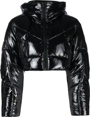 Canadian Club High-Shine Cropped Puffer Jacket