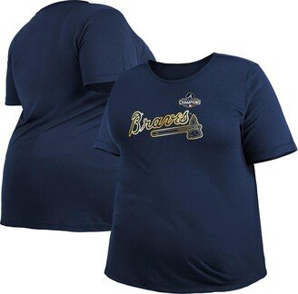 Women's Navy Atlanta Braves 2022 Gold Program Plus Size T-shirt