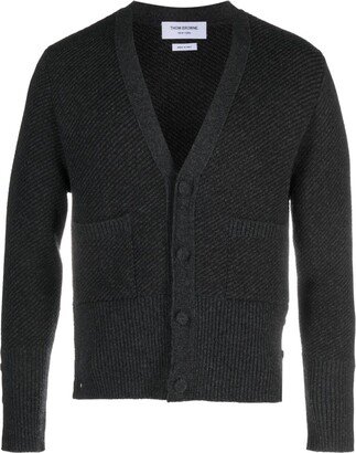 V-neck ribbed-knit cardigan-AD