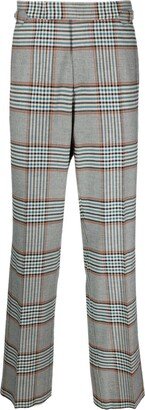 Plaid-Check Pattern Straight-Leg Trousers