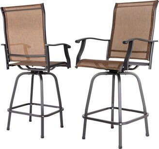 Nuu Garden Outdoor Patio Swivel Bar Stools, All-Weather Textilene, Brown - bar swivel chair