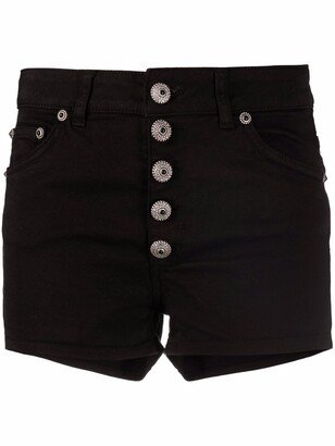 Button-Detail High-Waisted Shorts