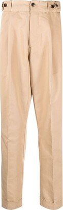 Pleat-Detail Straight-Leg Trousers-AM