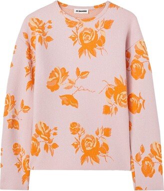 Rose-Print Wool Jumper