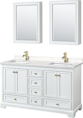 Deborah 60-inch Double Vanity, Cultured Marble Top, Medicine Cabinets
