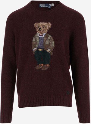 Wool And Cashmere Pullover With Polo Bear Pattern