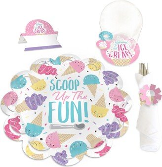 Big Dot Of Happiness Scoop Up The Fun - Ice Cream Party Paper Charger Chargerific Kit Setting for 8