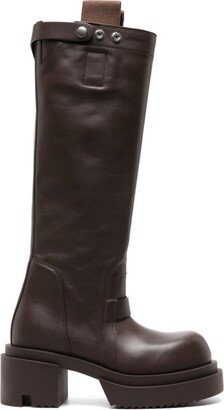 80mm Polished-Leather Knee-High Boots