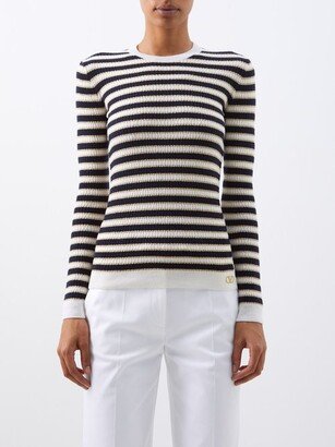 Logo-embroidered Lamé-stripe Sweater