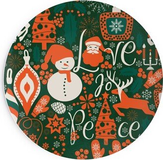 Salad Plates: Christmas Joy Love Peace Salad Plate, Green