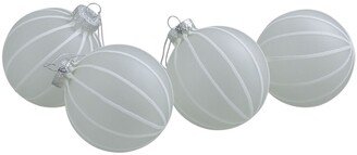 Northlight Count Clear Frosted and Glitter Striped Matte Glass Christmas Ball Ornaments