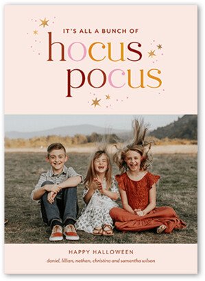 Halloween Cards: Hocus Pocus Halloween Card, Pink, 5X7, Standard Smooth Cardstock, Square
