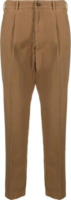 Pleated Cotton-Blend Tapered Trousers-AC