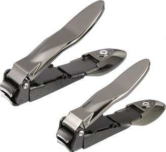 Unique Bargains Stainless Steel Nail Clippers Portable Nail Clipper Set for Nail Care Black 2 Pcs