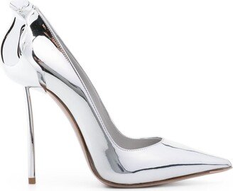 Petalo 125mm metallic leather pumps