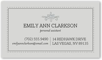 Business Cards: Charming Dotted Border Calling Card, Grey, Matte, Signature Smooth Cardstock