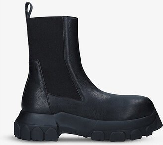 Mens Black Bozo Tractor Leather Chelsea Boots