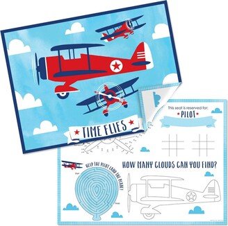 Big Dot Of Happiness Taking Flight - Airplane - Paper Coloring Sheets - Activity Placemats - 16 ct