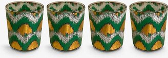 Green Ikat Graphic-print Water Glasses set of Four