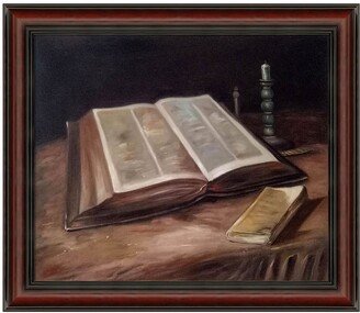 OVERSTOCK ART 'Still Life With Bible' by Vincent Van Gogh Framed Oil Painting Reproduction