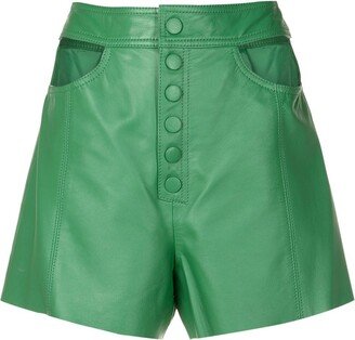 Cut-Out Detail Leather Shorts