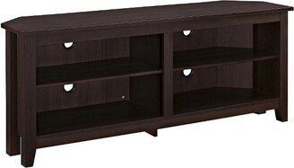 Farmhouse 4 Cubby Wood Open Storage Corner TV Stand for TVs up to 65 - Saracina Home