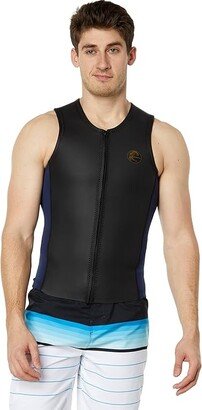 O'Riginal 2mm Front Zip Vest (Black/Navy) Men's Swimwear