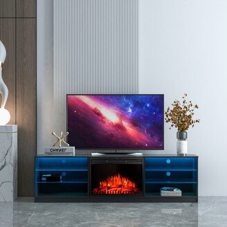 RASOO Modern TV Stand with Electric Fireplace and Ample Storage