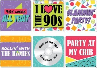 Big Dot of Happiness 90's Throwback - Funny 1990s Party Decorations - Drink Coasters - Set of 6-AA