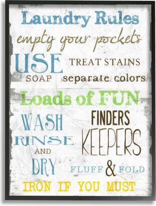 Home Decor Laundry Rules Typography Bathroom Framed Giclee Art, 11 x 14