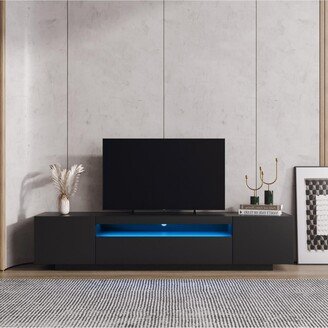 Simplie Fun Tv Cabinet Wholesale, Black Tv Stand with Lights, Modern Led Tv Cabinet with Storage Drawers, Living Room Entertainment Center Media