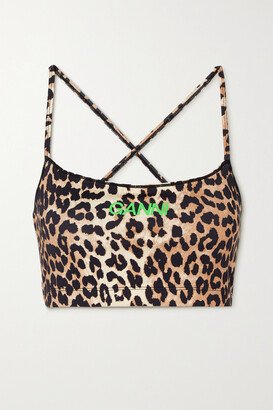 Leopard-print Stretch Recycled Sports Bra - Brown