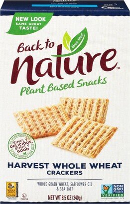 Back To Nature Harvest Whole Wheat Crackers - Whole Wheat Safflower Oil and Sea Salt - Case of 12 - 8.5 oz.