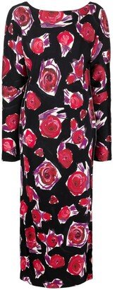 Rose Print Long Dress