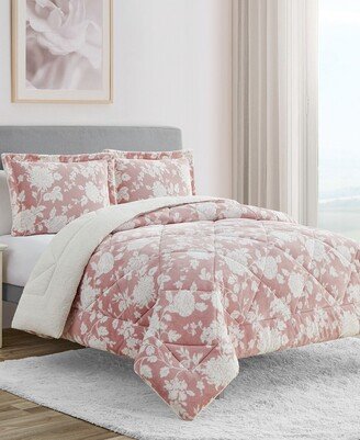 Hadley Floral 3-Pc King Comforter Set - Pink, White