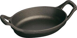 Cast Iron 5.5-inch x 3.8-inch Mini Oval Gratin Baking Dish - Matte Black