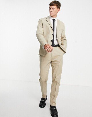 slim tapered suit pants in beige