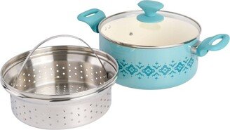 Spice by Tia Mowry Savory Saffron Healthy Nonstick 5qt Dutch Oven with Steamer Insert