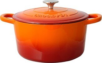 Artisan 5 Quart Round Enameled Cast Iron Dutch Oven in Sunset Orange