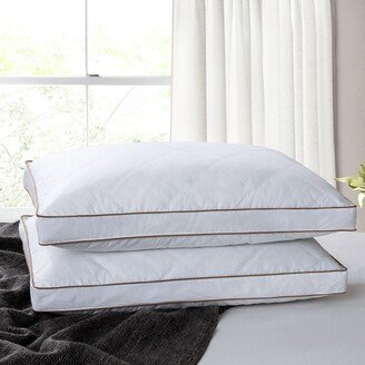 Peace Nest Medium-Firm 2-inch Gusset Feather and Down Pillows Set of 2 - White