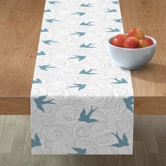 Table Runners: Ocean Flight In Overcast Calm And Sea Table Runner, 90X16, Blue