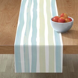 Table Runners: Watercolor Stripes - Yellow And Blue Table Runner, 72X16, Blue