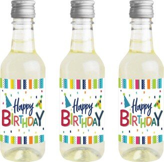 Big Dot Of Happiness Cheerful Happy Birthday - Mini Wine Bottle Stickers - Colorful Favor Gift 16 Ct