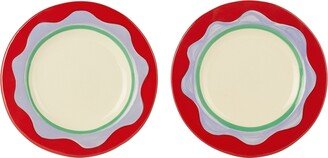 Laetitia Rouget Green & Red Wavy Dessert Plate Set