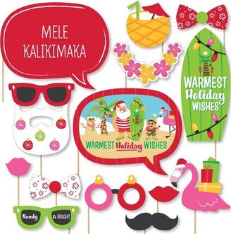 Big Dot of Happiness Tropical Christmas - Beach Santa Holiday Party Photo Booth Props Kit - 20 Count