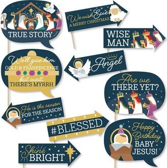 Big Dot of Happiness Funny Holy Nativity - Manger Scene Religious Christmas Photo Booth Props Kit - 10 Piece