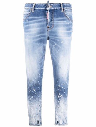 Cropped Distressed-Effect Skinny Jeans